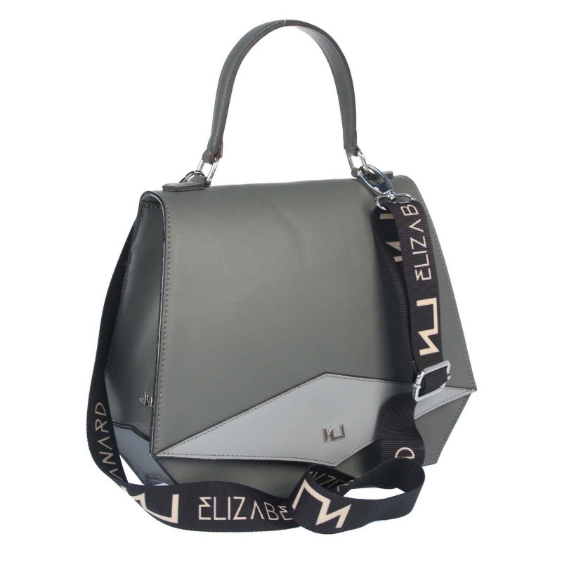 Women's leather EC001 handbag with an ELIZABET CANARD logo strap