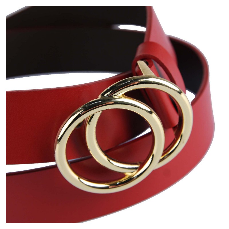 Women's PA587-A-3 leather belt gold buckle