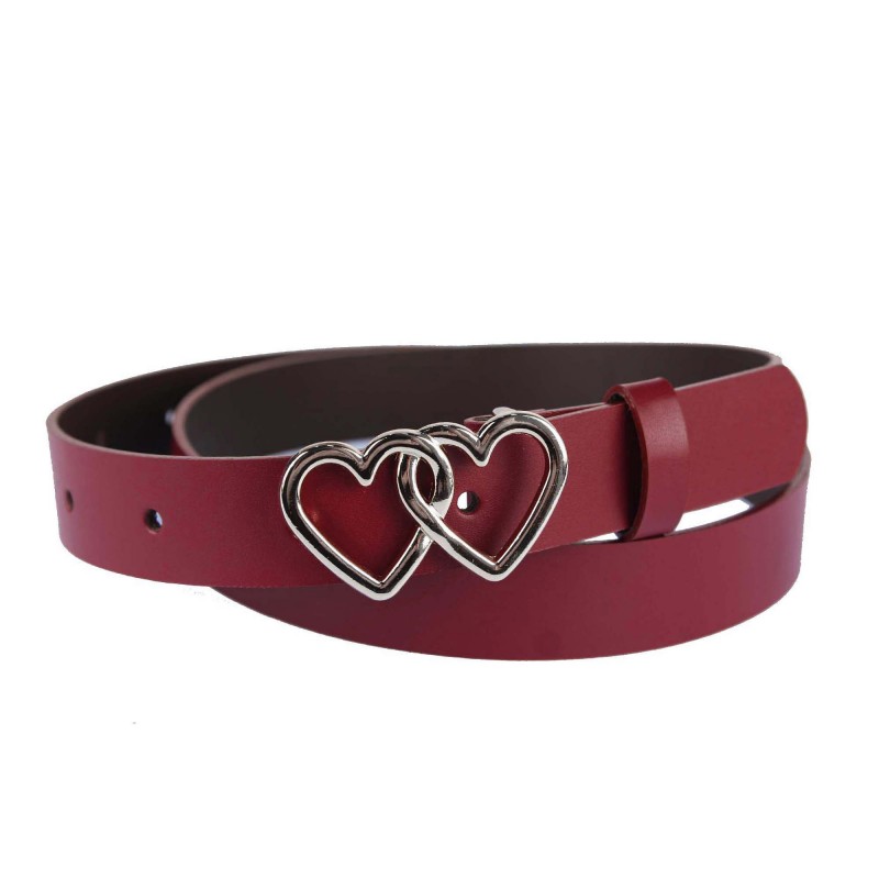 Women's leather belt PA642-3 two hearts