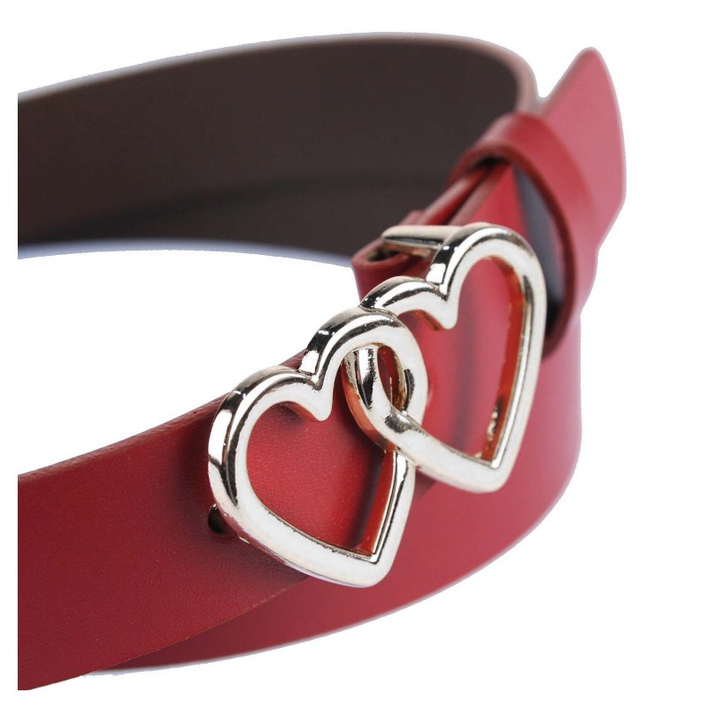 Women's leather belt PA642-3 two hearts