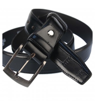 Men's leather belt PBJ-01-E BLACK Badura
