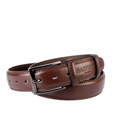 Men's leather belt JPC-31-01 BROWN Badura