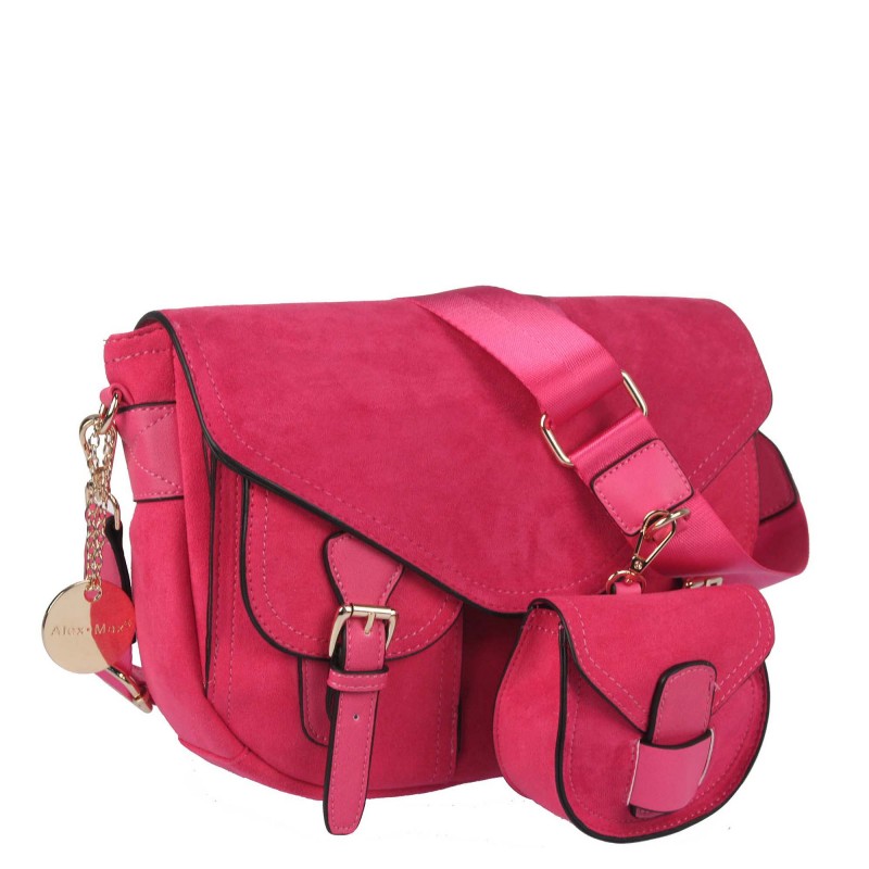 Handbag with pockets AMR-BO921 ALEX MAX suede