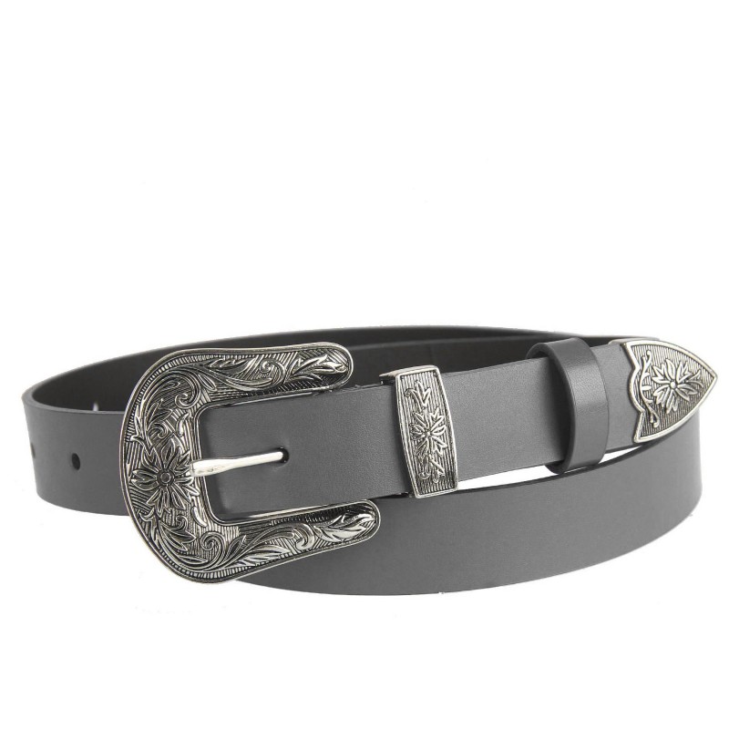 Women's belt PA634-2 with a decorative buckle
