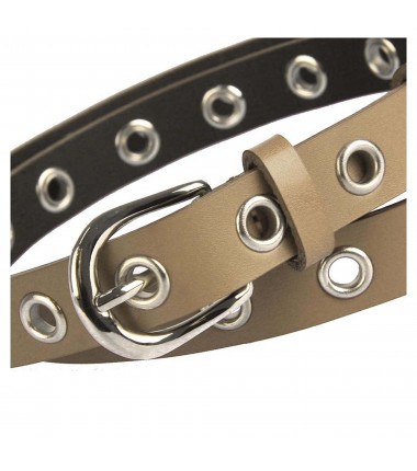 Women's leather belt PABD563-30 studded eyelets