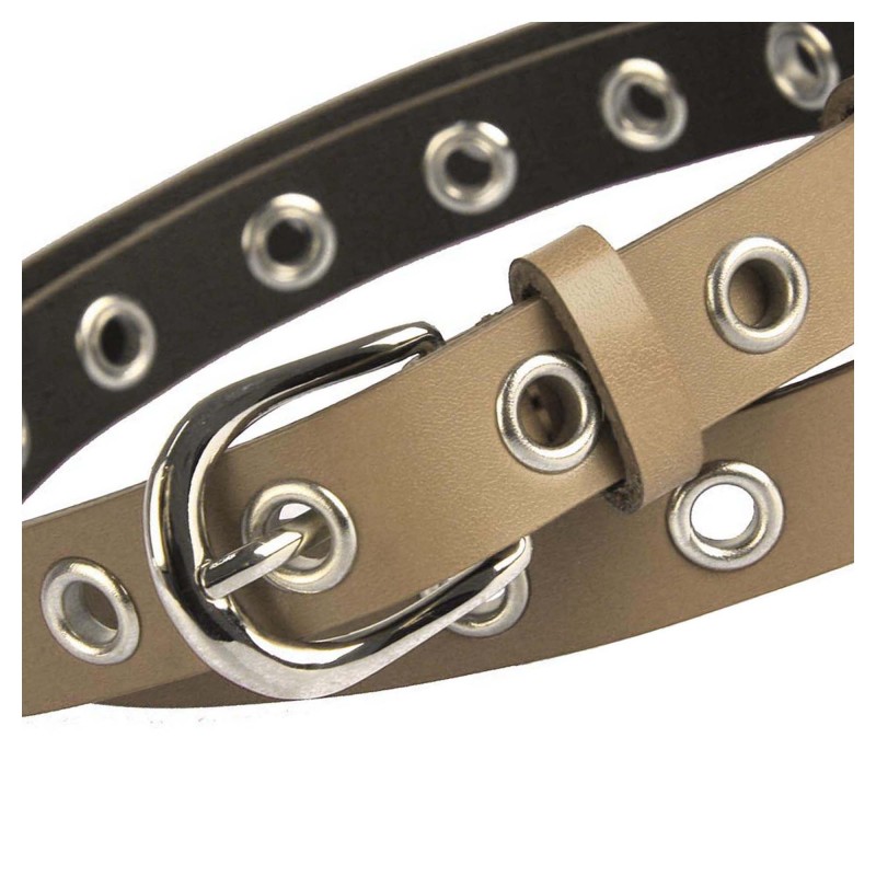 Women's leather belt PABD563-30 studded eyelets