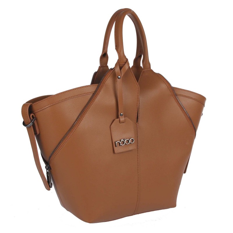 Trapezoid handbag with decorative zippers NOB K0850 NOBO