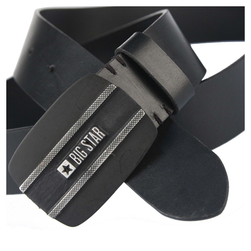 Men's leather belt II675063 BLACK BIG STAR logo