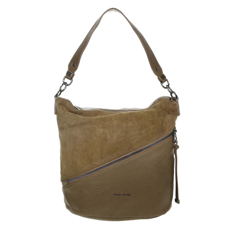 Handbag 6880-2 DAVID JONES suede with a zipper on the front