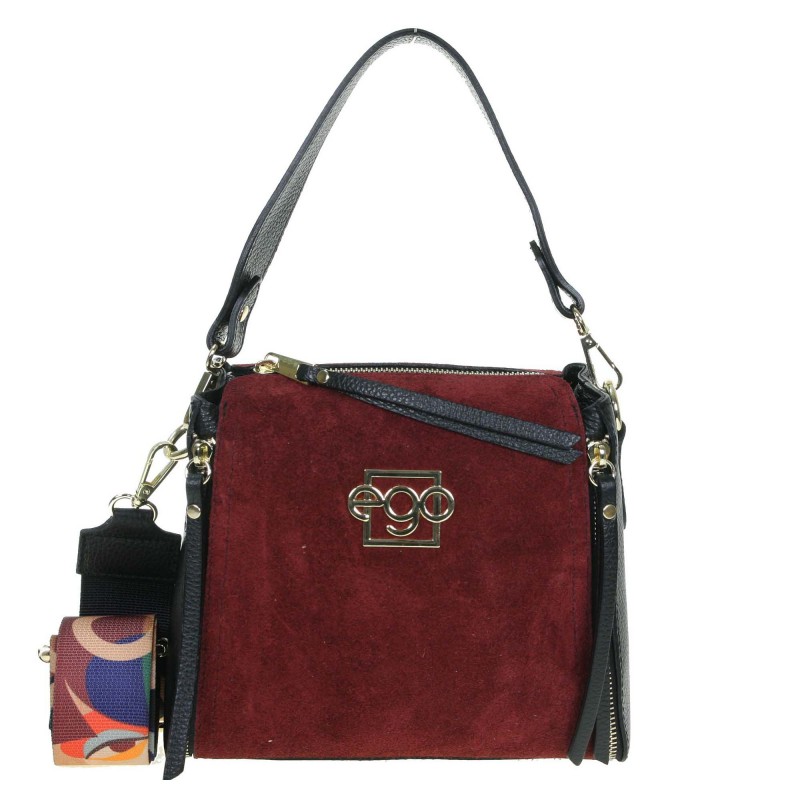 Leather handbag with suede ES-S0094ZM EGO