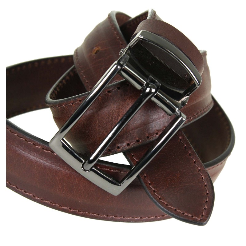 Men's leather belt PAM1021-35 D.BROWN