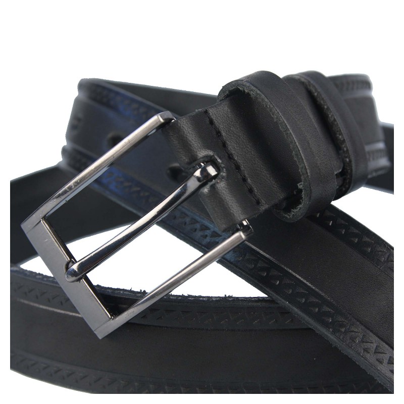 Men's leather belt PAM1112-30 triangles BLACK