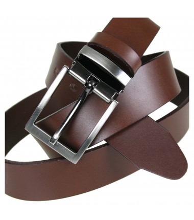 Men's leather belt MPAM02-35 D.BROWN
