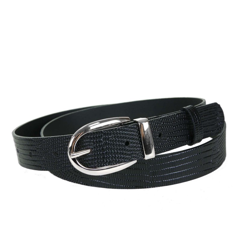 Women's leather belt PA1017-30 BLACK ZW snake leather pattern