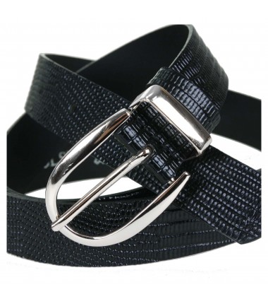 Women's leather belt PA1017-30 BLACK ZW snake leather pattern
