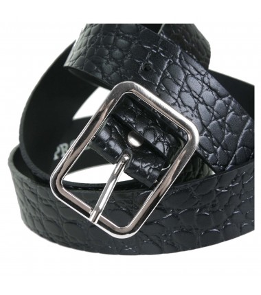 Women's belt PA656-30 BLACK ZW leather croco pattern