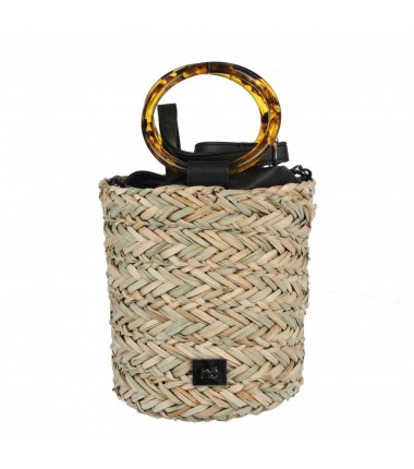 Braided basket with leather lining XK0460 NOBO