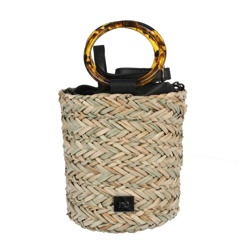 Braided basket with leather lining XK0460 NOBO
