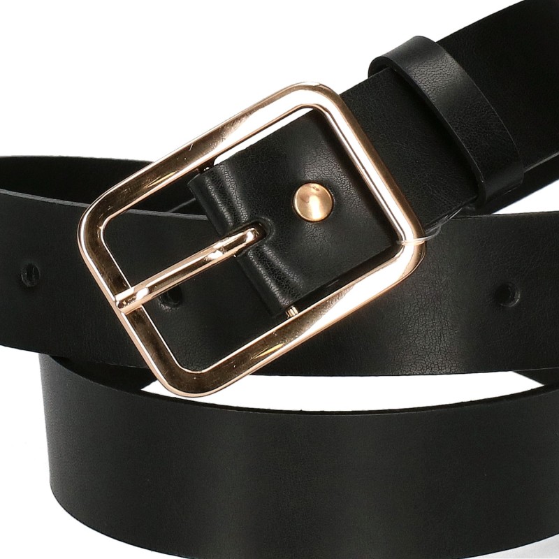 Women's belt PA656-A-30 BLACK gold buckle