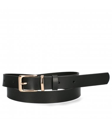 Women's belt PA1003-A-25 BLACK, gold buckle