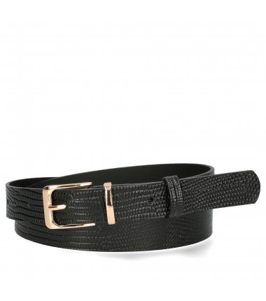 Women's belt PA1003-A-25 BLACK ZW with an animal motif