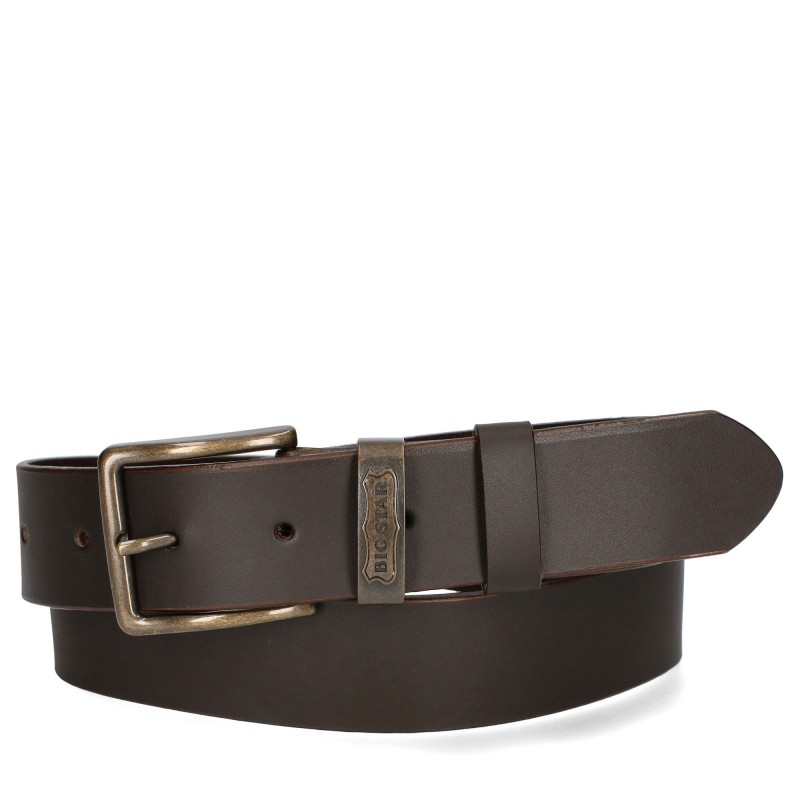 Men's leather belt MM675008 D.BROWN BIG STAR