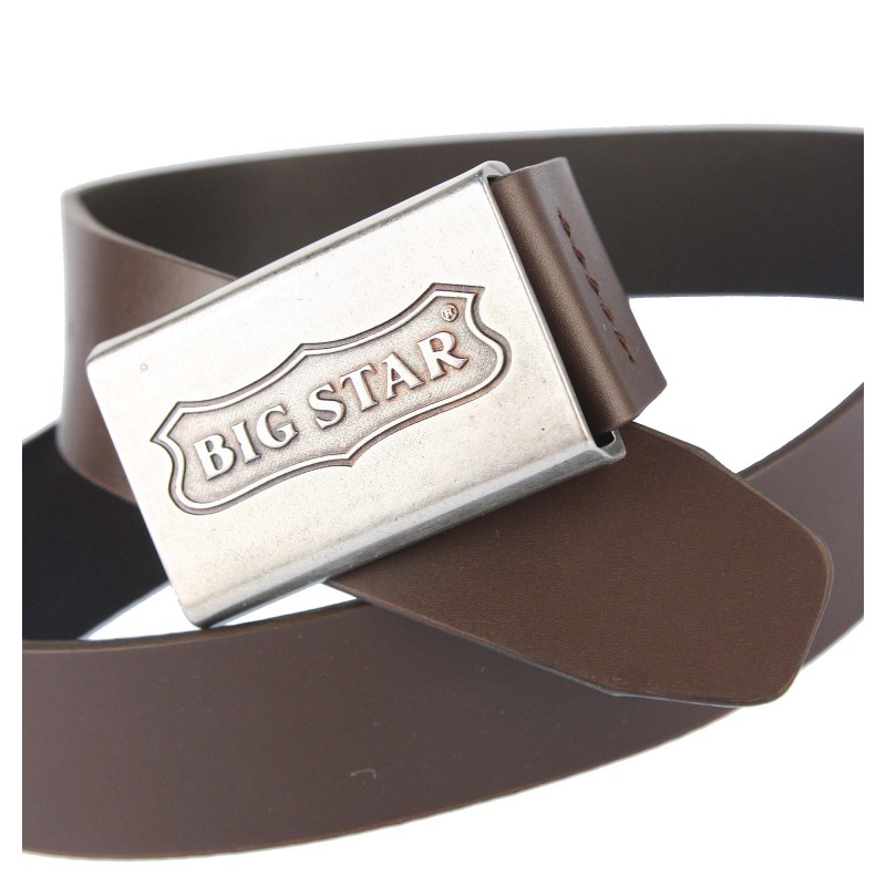 Men's leather belt HH674147 D.BROWN BIG STAR logo