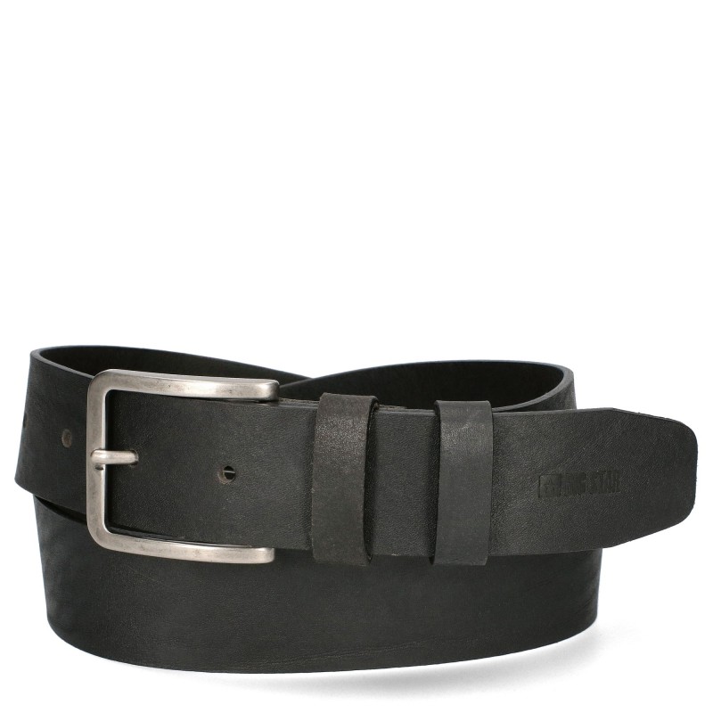 Men's leather belt MM675013 BLACK BIG STAR