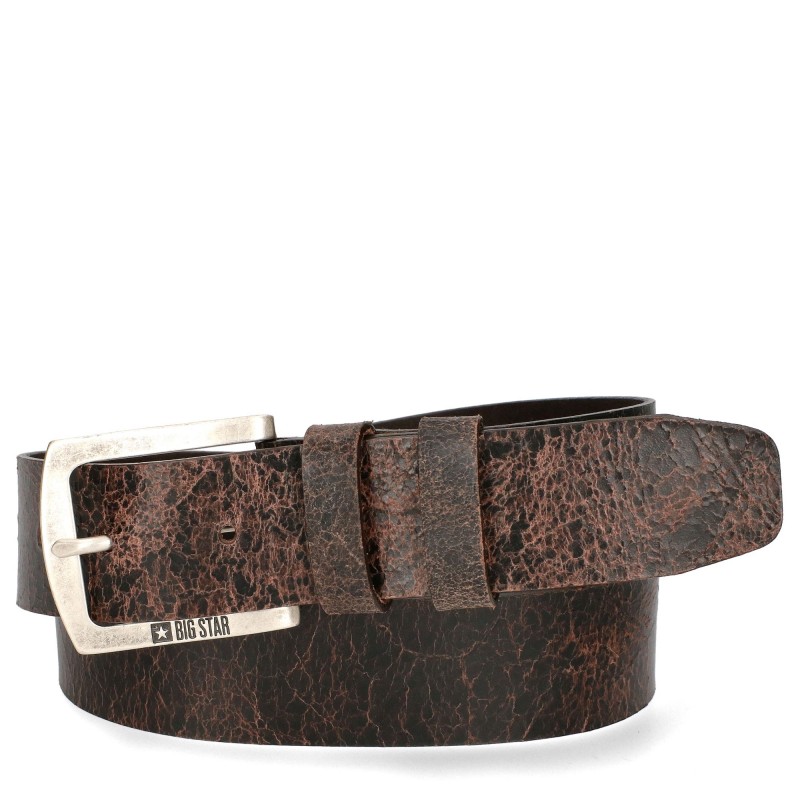 Men's leather belt MM675011 D.BROWN BIG STAR