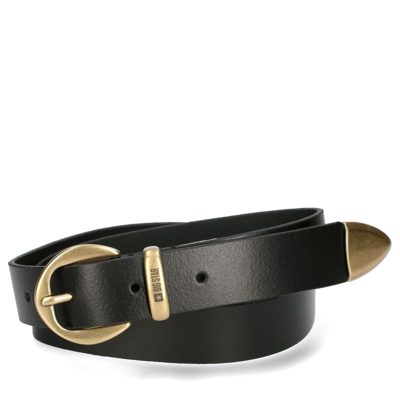 Women's leather belt MM675016 BLACK BIG STAR
