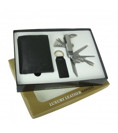 Set of men's wallet + keychain + pocket knife PTN ZM67 PETERSON