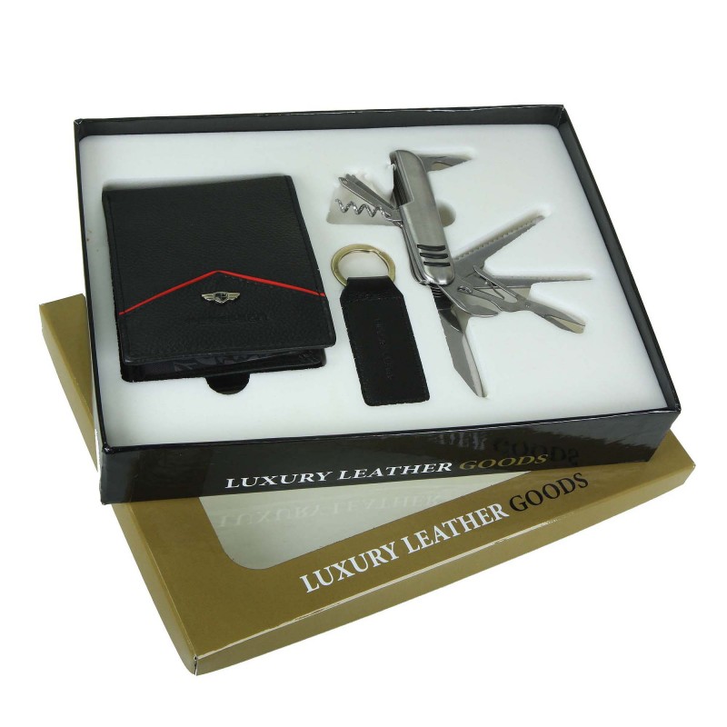 Set of men's wallet + keychain + pocket knife PTN ZM66 PETERSON