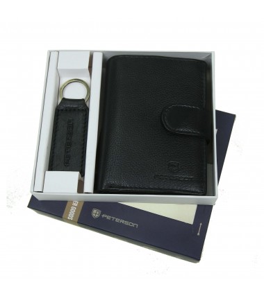 Men's wallet + keychain set PTN SET-M-1542L-D Peterson