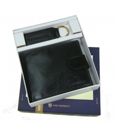Men's wallet + keychain set PTN SETM-1549L-GVT Peterson