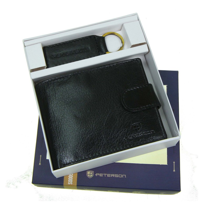 Men's wallet + keychain set PTN SETM-1549L-GVT Peterson