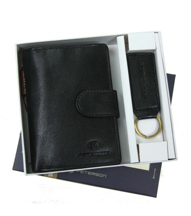 Men's wallet + keychain set PTN SET-M-1542L-GVT Peterson