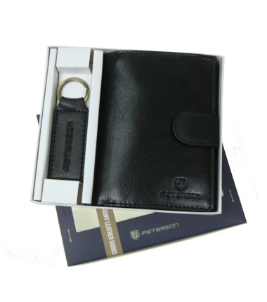 Мужской комплект кошелек + брелок PTN SET-M-N4L-GVT Peterson
