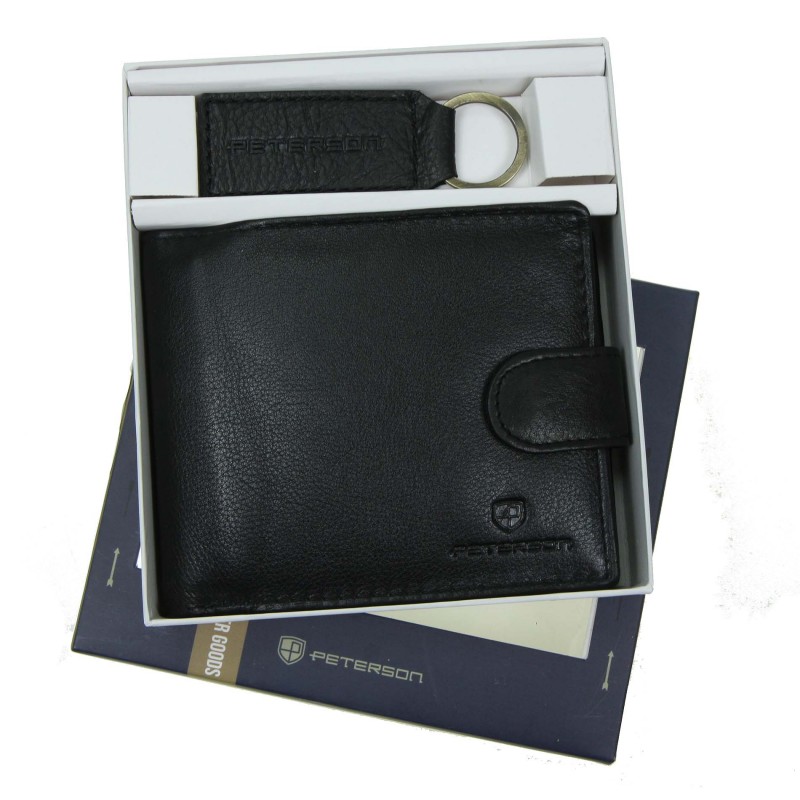 Men's wallet + keychain set PTN SET-M-N992L-D Peterson