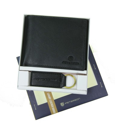 Мужской комплект кошелек + брелок PTN SET-M-N992-D Peterson