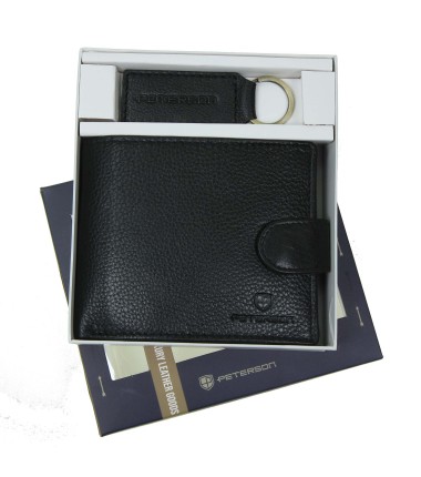 Мужской комплект кошелек + брелок PTN SET-M-N994L-D Peterson