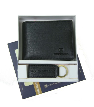 Мужской комплект кошелек + брелок PTN SET-M-N003-D Peterson