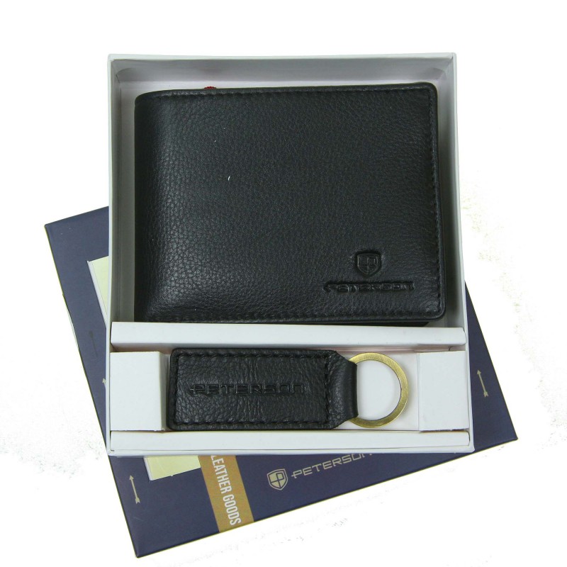Men's wallet + keychain set PTN SET-M-N003-D Peterson