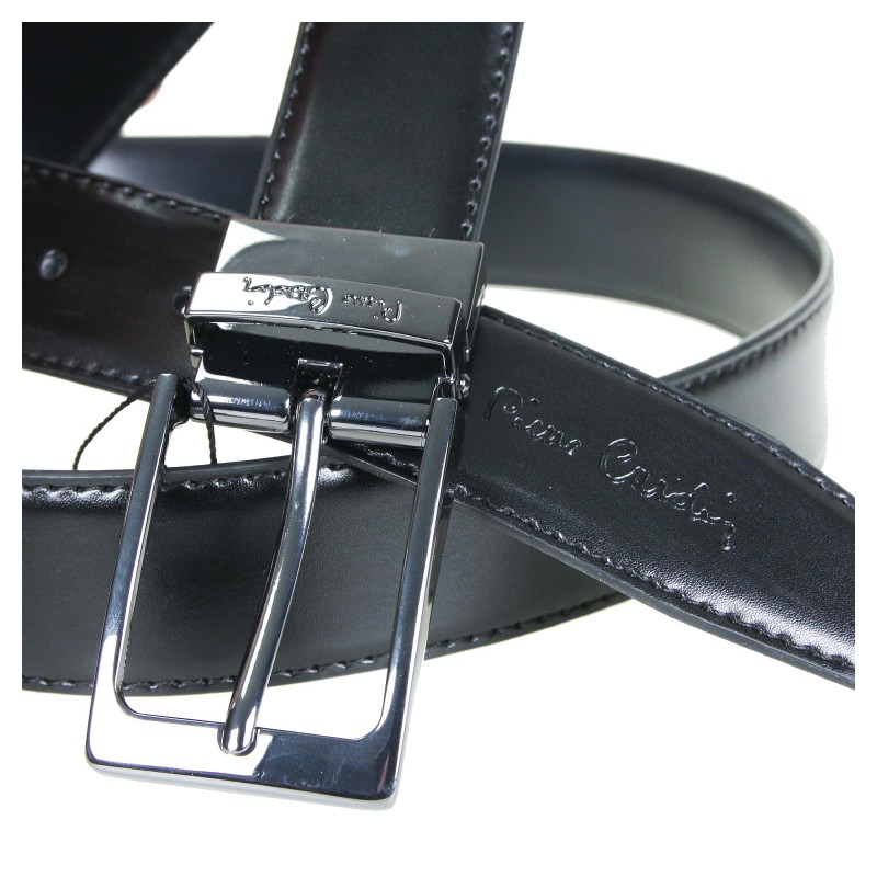 Men's belt FWJX5 D BLACK-BLUE PIERRE CARDIN bilateral