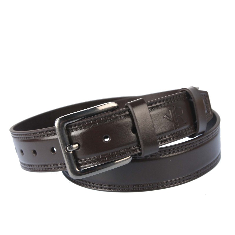 Men's leather belt RPM-32-PUM BROWN ROVICKY