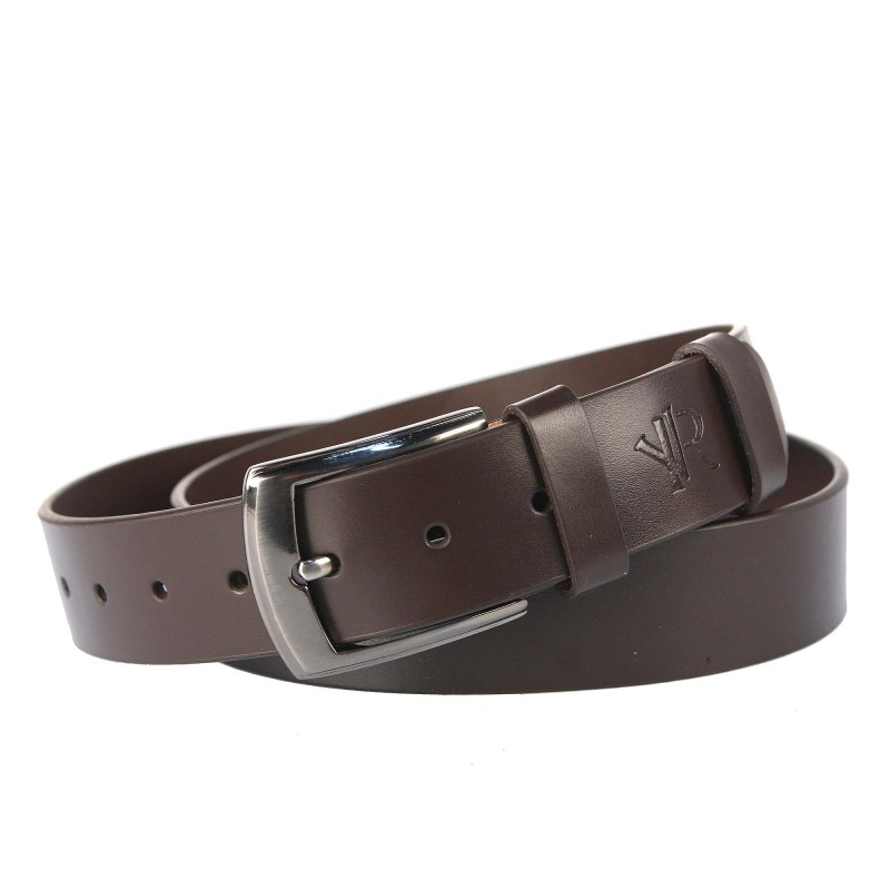 Men's leather belt RPM-27-PUM BROWN ROVICKY