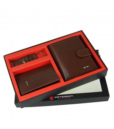 Комплект мужской кошелек+брелок+футляр PTN SET3-N4L-VT PETERSON