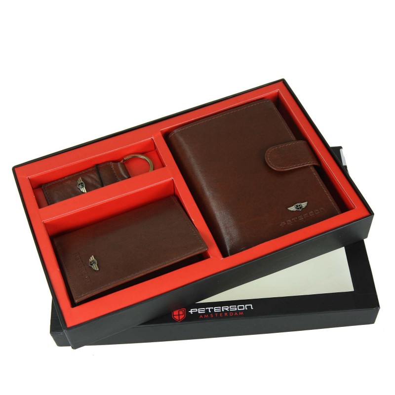 Set pánska peňaženka + kľúčenka + puzdro PTN SET3-N4L-VT PETERSON