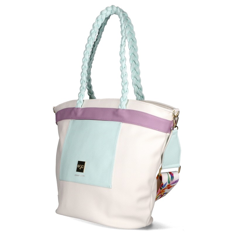 Handbag with braided handles 2229 F13-1 EGO